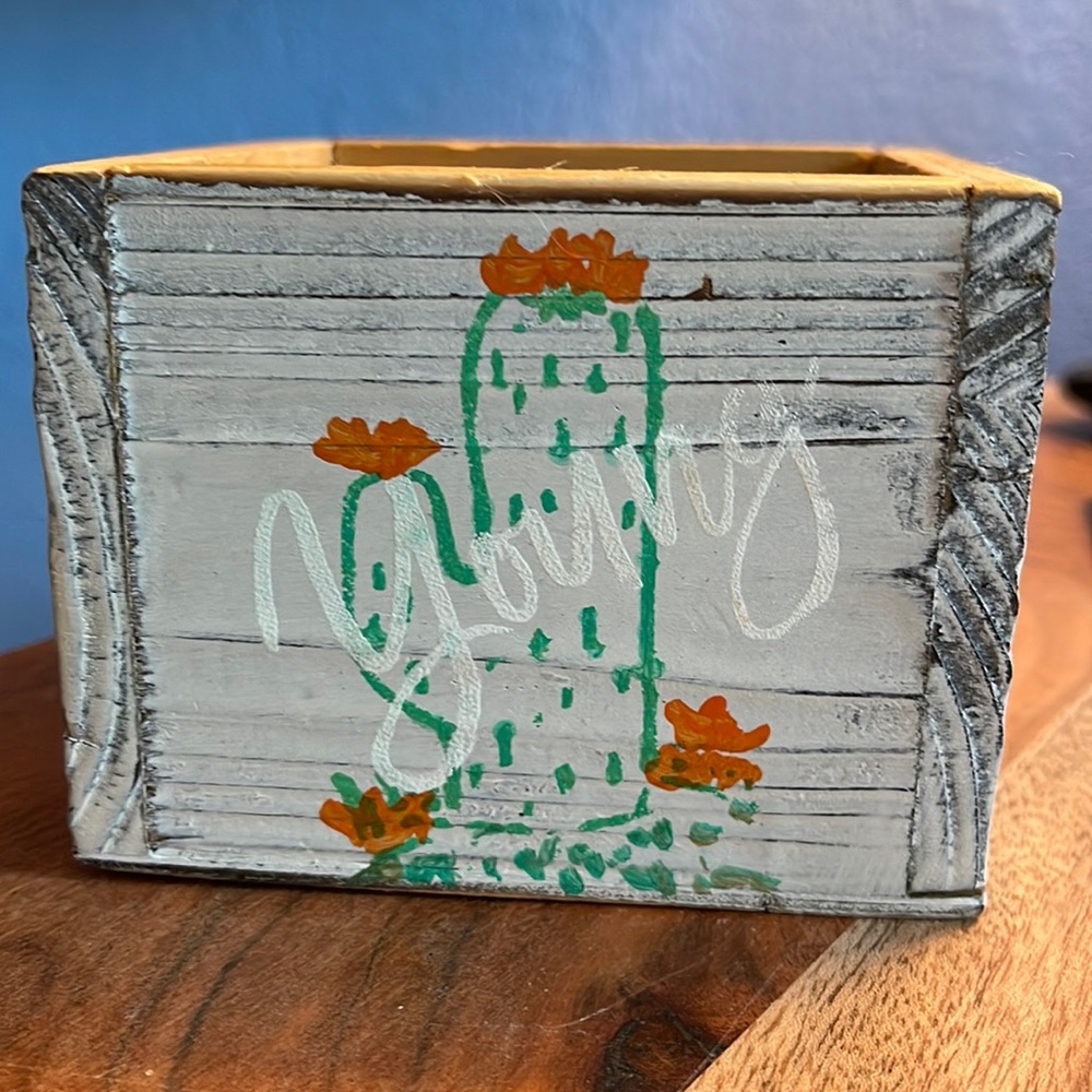 Young, Wild and Free whitewashed trinket box 4 x4 x3